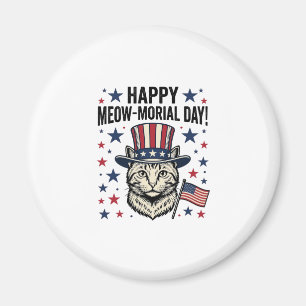Aimant Chat Patriotique Meow-Morial Day Design Vectoriel 