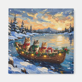 Aimant Chat Persan Noël Bateau Fêtes (Devant)
