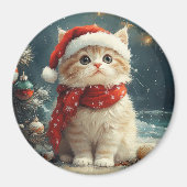 Aimant Chat Persan Noël Vintage Plage (Devant)