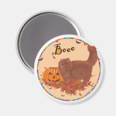 Aimant Chat Persan Rouge Halloween (Recto/Verso)