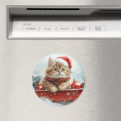 Aimant Chat perse à la corniche laissez-la neiger Noël (In Situ (Lave-vaisselle))