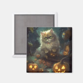 Aimant Chat perse d'Halloween avec effroi Citrouille (Recto/Verso)