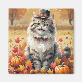 Aimant Chat Perse En Automne Feuilles Thanksgiving Art (Devant)