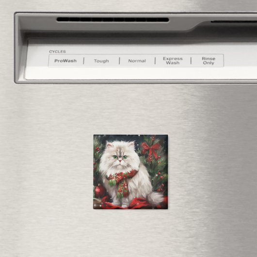 Aimant Chat perse en Noël de neige (In Situ (Lave-vaisselle))