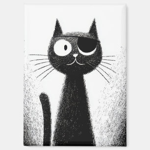 Aimant Chat Pirate - Jolie Illustration Minimaliste de Ch