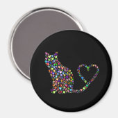 Aimant Chat Prismatique Silhouette, Coeur, (Recto/Verso)