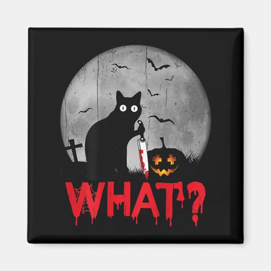 Aimant Chat Quel_ Chat Noir Meurtrier Avec Couteau Hallow (Devant)