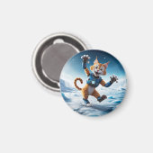 Aimant Chat robot convivial sur une autre planète glacée (Recto/Verso)