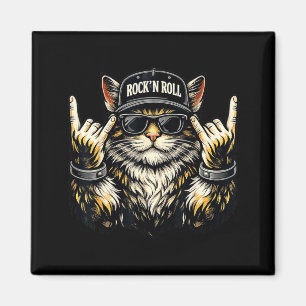 Aimant Chat Rock On Musique Heavy Metal Drôle pour Hommes