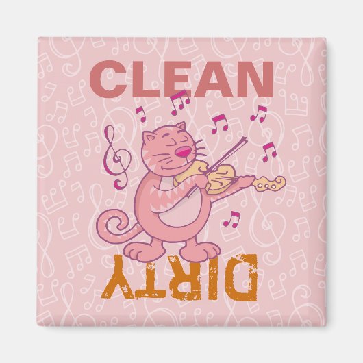 Aimant Chat rose avec le violon (Devant)