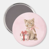 Aimant Chat Rose Cadeau Amour (Recto/Verso)