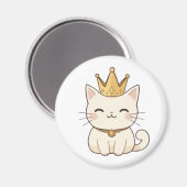 Aimant Chat royal avec couronne dorée Design Kawaii (Recto/Verso)