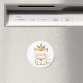 Aimant Chat royal avec couronne dorée Design Kawaii (In Situ (Lave-vaisselle))