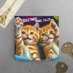 Aimant Chat | Salutations Bowl Filler Funny Kitten Frigo<br><div class="desc">Magnets comiquement mignon chaton frigo chaton chaton. Texte : "salutations,  remplissage de bol" avec deux chatons à table orange saluant. Un cadeau mignon pour les mamans de chat,  les papas de chat ou tous les amateurs de chat.</div>