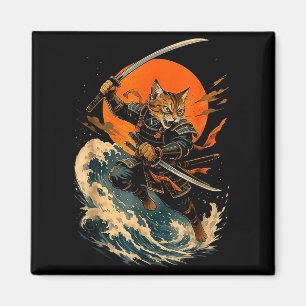 Aimant Chat Samouraï Gif Anime Japonais Vintage Ukiyo-e