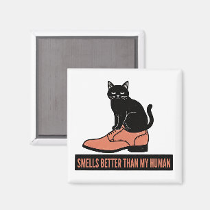 Aimant Chat sarcastique en linogravure dans une chaussure