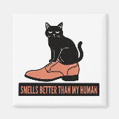 Aimant Chat sarcastique en linogravure dans une chaussure (Devant)