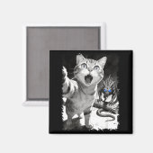 Aimant Chat selfie avec chupacabra drôle de cryptide mème (Recto/Verso)