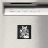 Aimant Chat selfie avec chupacabra drôle de cryptide mème (In Situ (Lave-vaisselle))