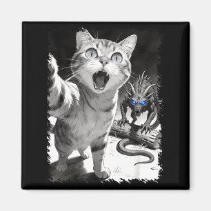 Aimant Chat selfie avec chupacabra drôle de cryptide mème