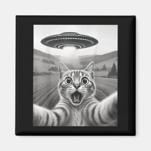 Aimant Chat selfie avec un OVNI alien drôle pour hommes f