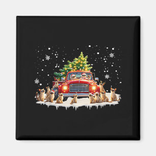 Aimant Chat siamois camion rouge arbre de Noël père Noël