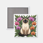 aimant chat siamois floral (Recto/Verso)