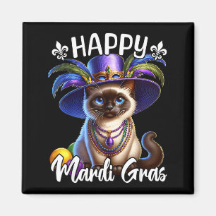Aimant Chat siamois Joyeux Mardi Gras Chat siamois