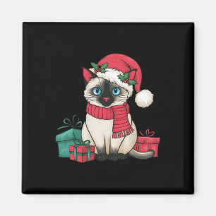 Aimant Chat siamois Noël Vacances Santa Chat siamois Noël