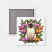 aimant chat siamois orchidée (Recto/Verso)