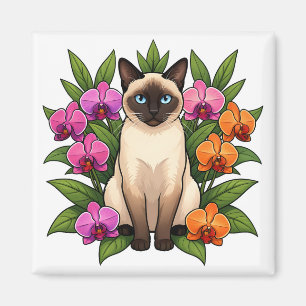 aimant chat siamois orchidée