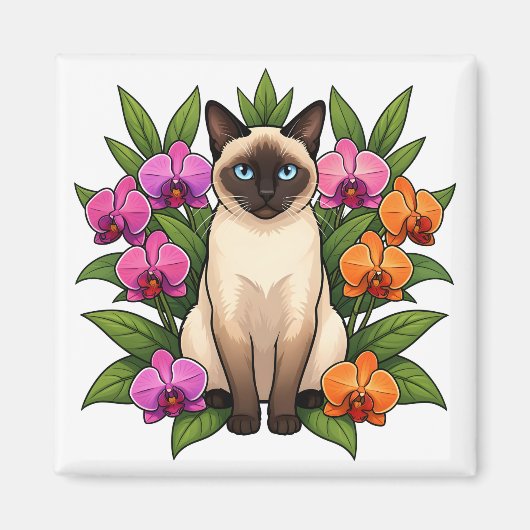 aimant chat siamois orchidée (Devant)