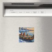Aimant Chat Sibérien Noël Bateau Vacances (In Situ (Lave-vaisselle))