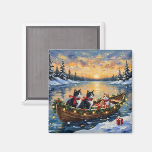 Aimant Chat Smoking Christmas Bateau Fêtes