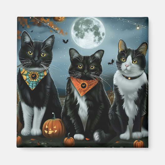 Aimant Chat Smoking Halloween Effrayant (Devant)