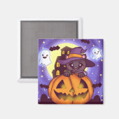 Aimant Chat-sorcier d'Halloween (Recto/Verso)