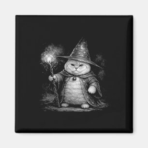 Aimant Chat sorcier magie fantaisie drôle vintage tabby m