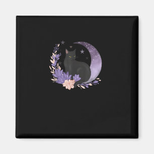 Aimant Chat Sorcière Fleurs de Lune Pastel Goth Goblincor
