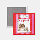 Aimant Chat, souris, cabine de baiser, Saint Valentin mig (Recto/Verso)