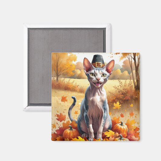 Aimant Chat Sphynx Dans l'art de l'Action de grâce des f (Recto/Verso)