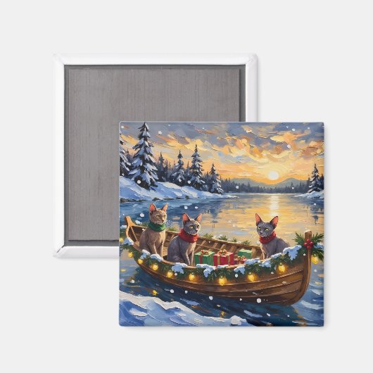 Aimant Chat Sphynx Noël Bateau Fêtes (Recto/Verso)
