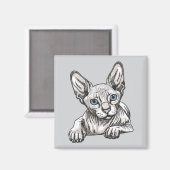 Aimant Chat Sphynx sans poils (Recto/Verso)