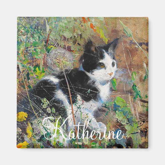 Aimant Chat sur Flowbed (Devant)