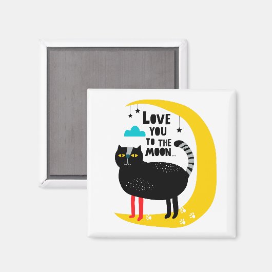 Aimant Chat sur la lune (Recto/Verso)