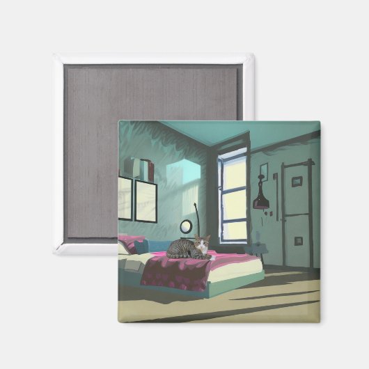 Aimant Chat sur le lit (Recto/Verso)