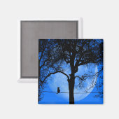 Aimant Chat sur une lune bleue fil (Recto/Verso)