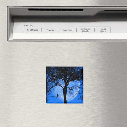 Aimant Chat sur une lune bleue fil (In Situ (Lave-vaisselle))