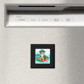 Aimant Chat surfeur avec chapeau de pirate sur planche de (In Situ (Lave-vaisselle))