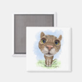 Aimant Chat Tabby Dessin Animé Drôle (Recto/Verso)