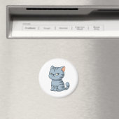 Aimant Chat tabby gris grincheux (In Situ (Lave-vaisselle))
